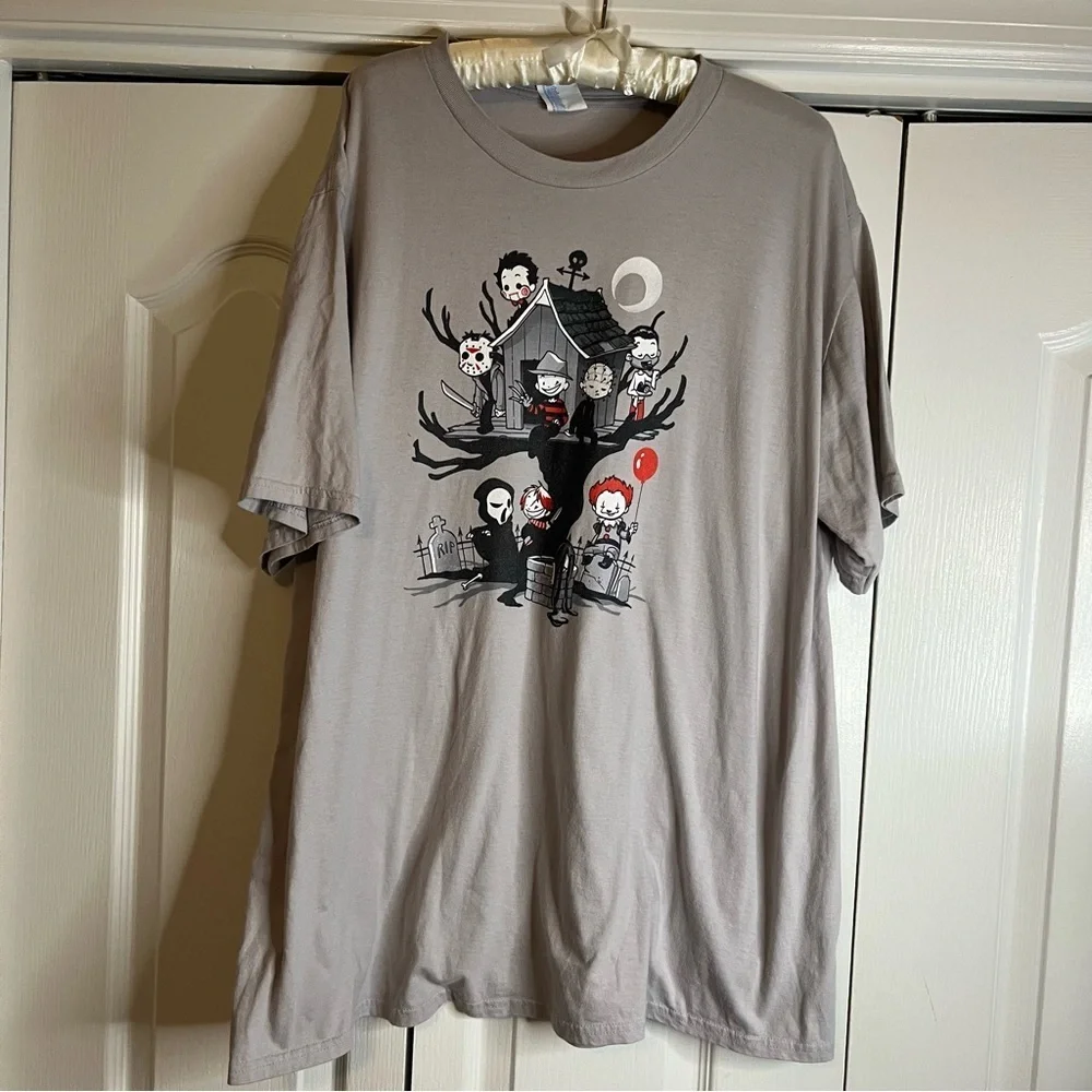 Horror Movie Villain Clubhouse T Shirt Sz 2X Pennywise Freddy Halloween Scream